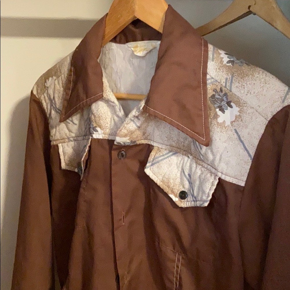 Vintage western button up - floral fabric, pockets